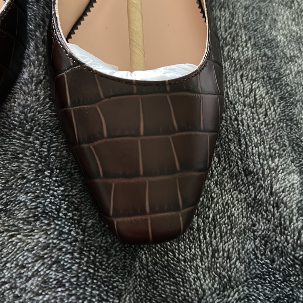 J. Crew Dark Brown Croc-Embossed Leather Flats - Picture 7 of 9